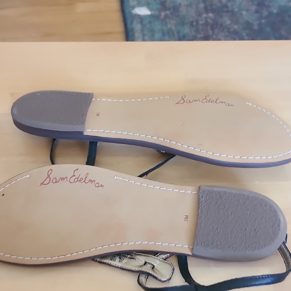 Sam Edelman Black and Animal Print Sandals - Picture 7 of 11